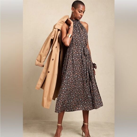 BANANA REPUBLIC HALTER MIDI DRESS - Picture 1 of 7